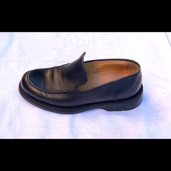 Giorgio Armani Mens Shoes black leather slip on size 39 1/2 loafers - Picture 4 of 8